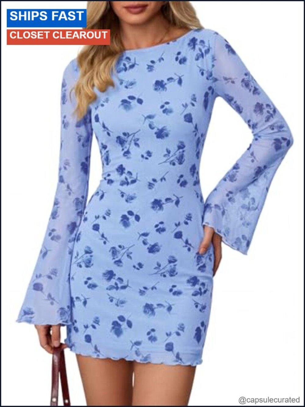 PRETTYGARDEN Women's Fall Floral Long Sleeve Mini Dress